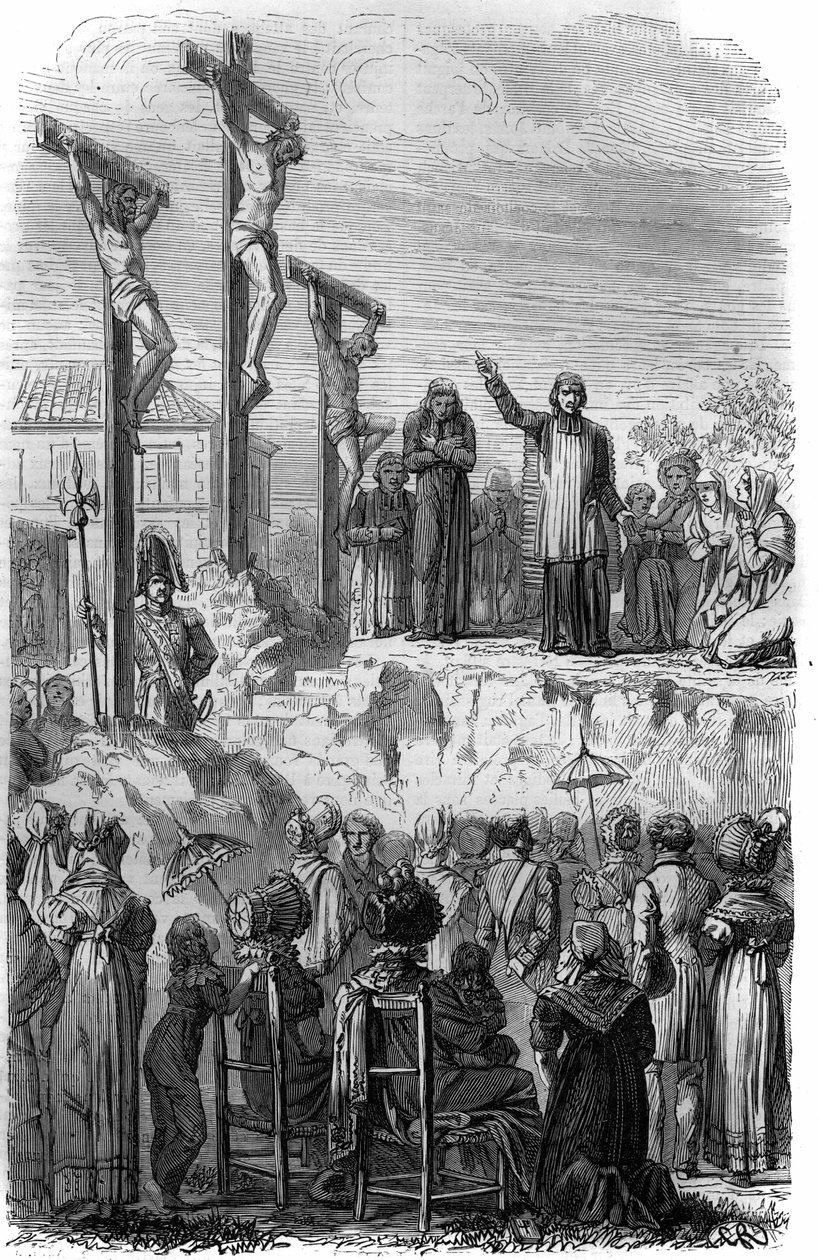 Missões organizadas pelos jesuítas na França no século XIX. Gravura no "Histoire des Papes-Rois-Queen and Empereurs a travessa les centuries" de Maurice Lachatre de French School