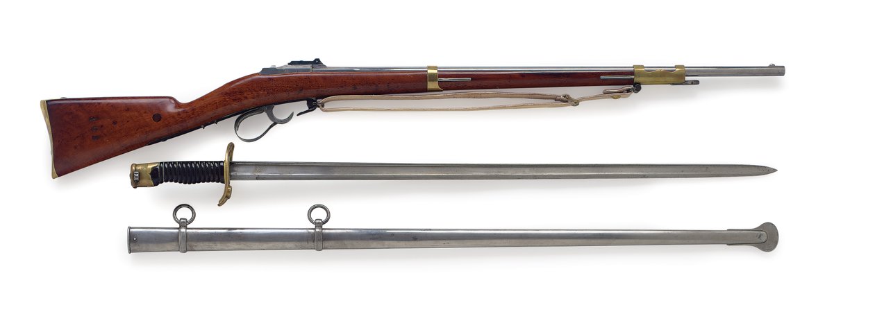 Modelo 1854 Pinfire Fusil Lance de Cent-Gardes com Espada Escassa-Baioneta, c.1856 de French School