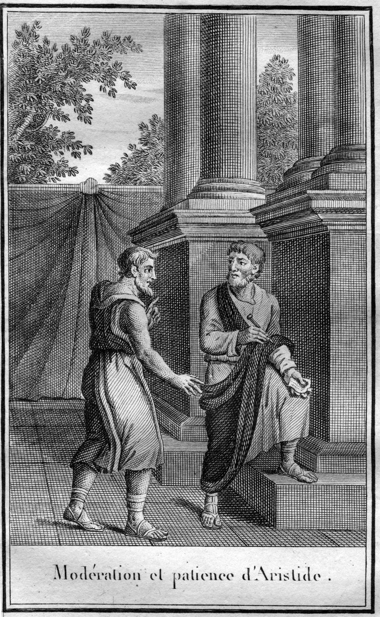 Moderação e paciência de Aristide, o justo (antigo grego Aristeides), um estadista ateniense, v. 550 na demissão de Alopece, morreu 467. Em "Beautes de l