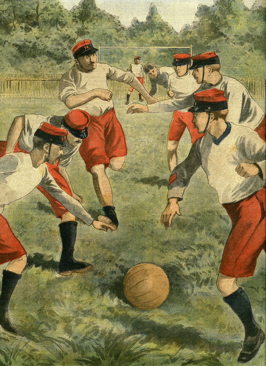O desporto moderno no exército: bola de pé. Criação de um campeonato militar de rugby de futebol. A primeira partida foi disputada no Bois de Boulogne, no gramado de Bagatelle, com as equipes do Regimental Athletic Sport Valmy e da Association regimental d de French School