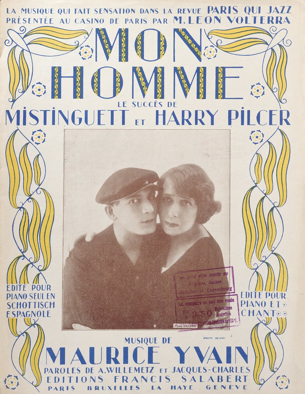Mon Homme, cover de partituras de Mistinguett e Harry Pilcer, 1920 de French School