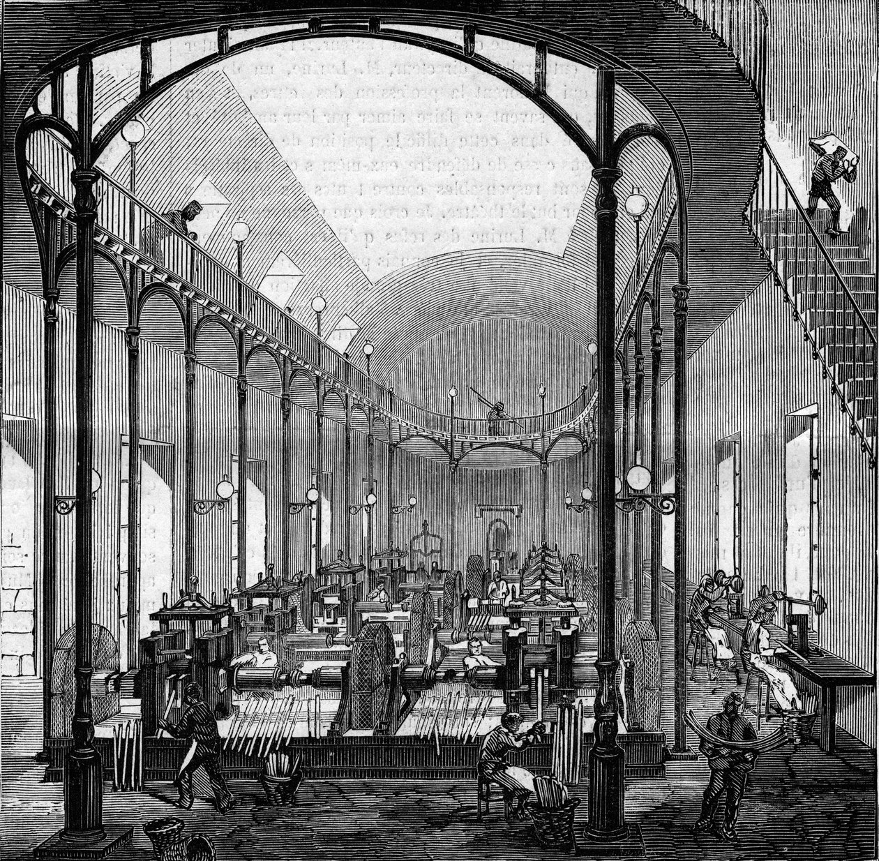Ganhar dinheiro: enrolar e cortar. Gravura em "Le Monde Illustré" n°145 de 21 de Janeiro de 1860. de French School