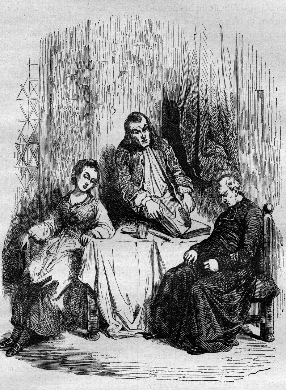 Monsieur De Breteuil, intendant de Limousin, controla os registos paroquiais mantidos por Dubois, pároco e futuro cardeal. Gravura de "A História da Prostituição e do Deboche em Todos os Povos do Mundo desde a Antiguidade até aos nossos dias", do Dr. Th. - de French School