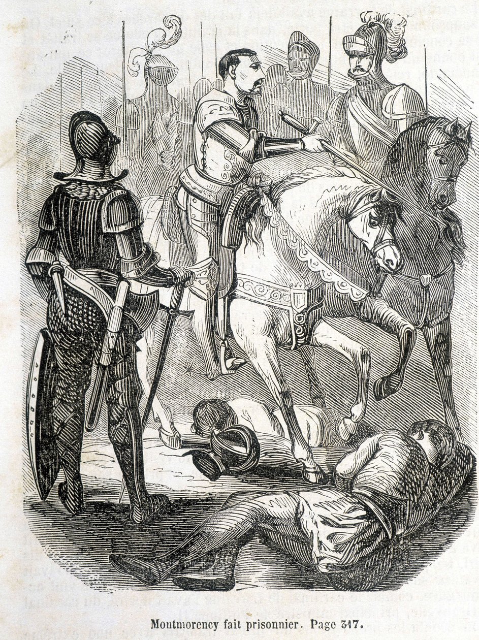 Montmorency feito prisioneiro em Pavie (1525) - em "Histoire de France" por L.-P. Anquetil de French School