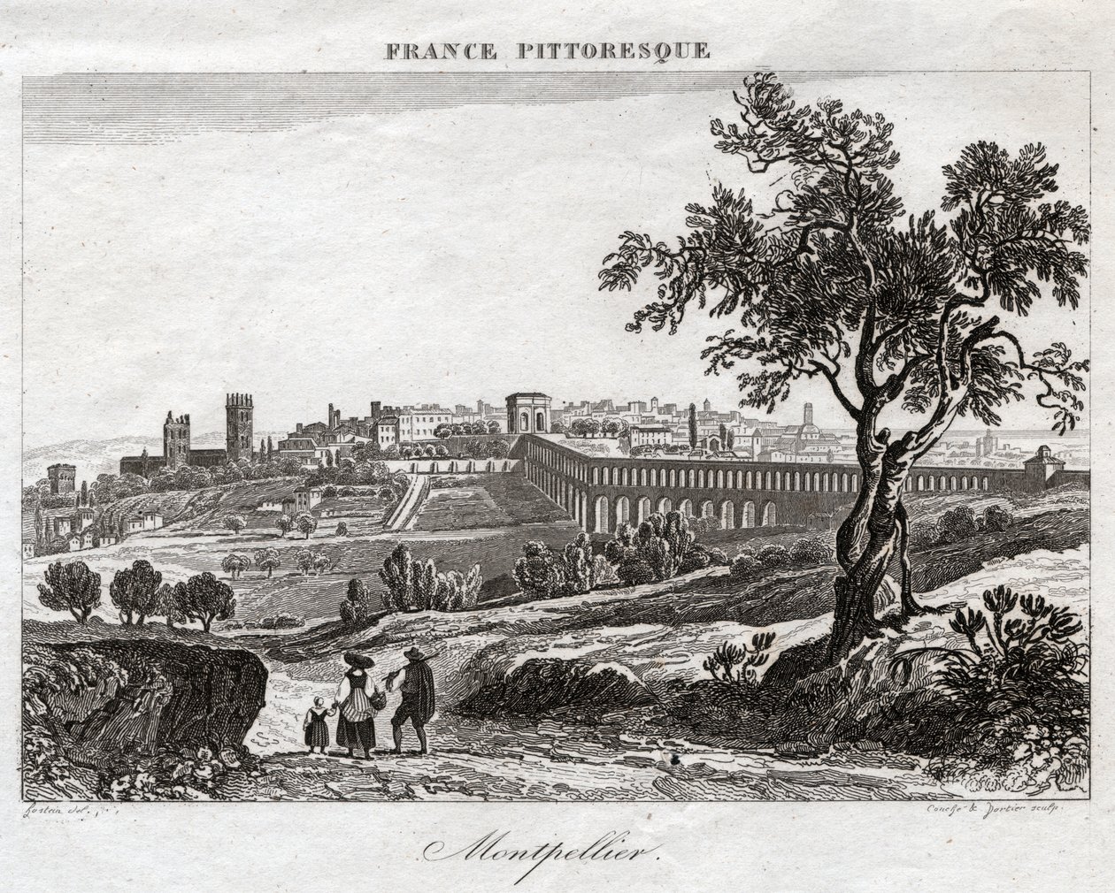 Montpellier. (gravura, ca. 1850) de French School