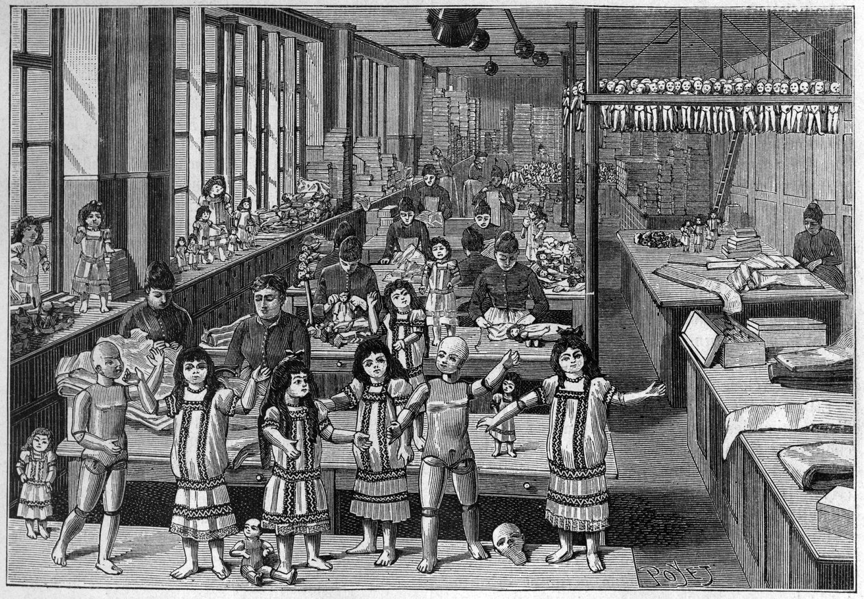 Fábrica de bonecas Montreuil, em 1888. de French School