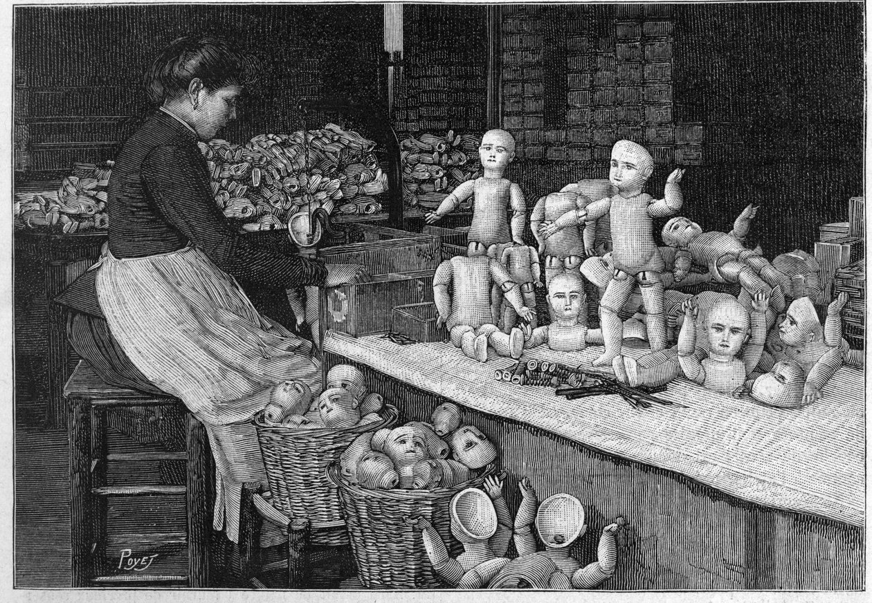 Fábrica de bonecas Montreuil, em 1888. de French School