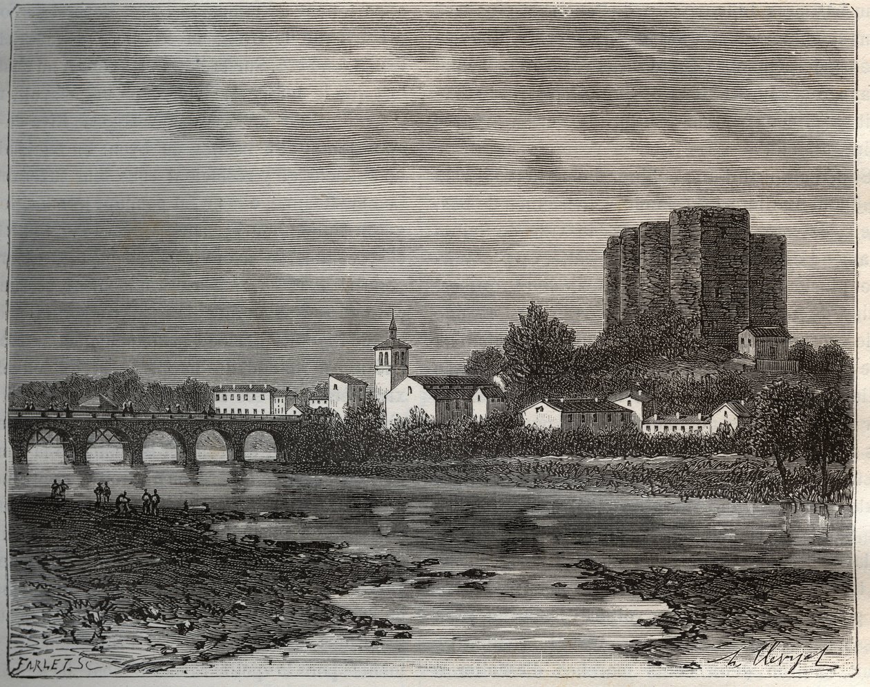 Montrond-les-Bains (Montrond les Bains) departamento do Loire na região de Rhone-Alpes - gravura em "La France illustree: geography, history, statistical administration" por V.-A. Malt-Brown. 1884 de French School