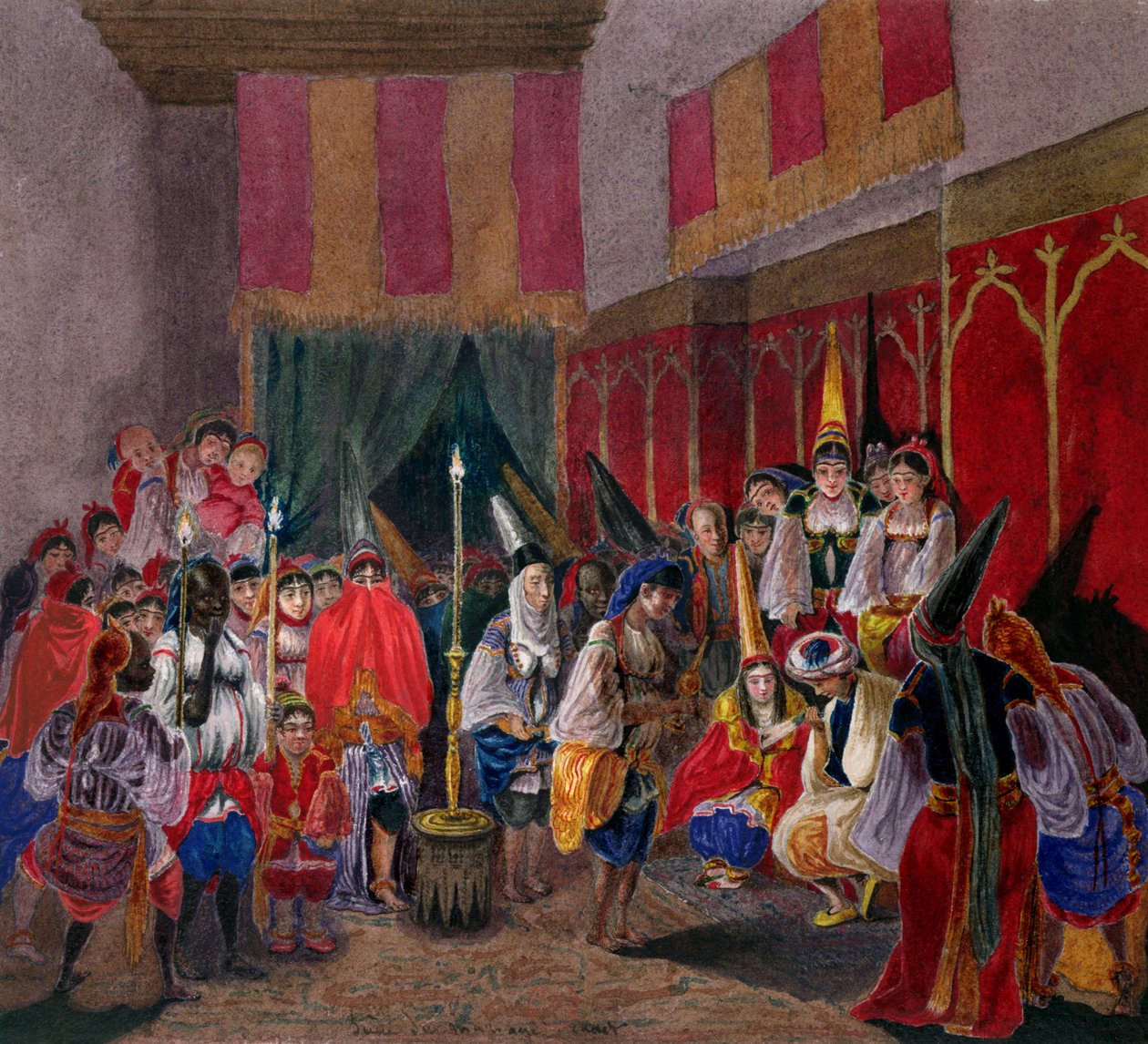 Casamento mourisco na Argélia, c.1840-45 (wc no papel) de French School