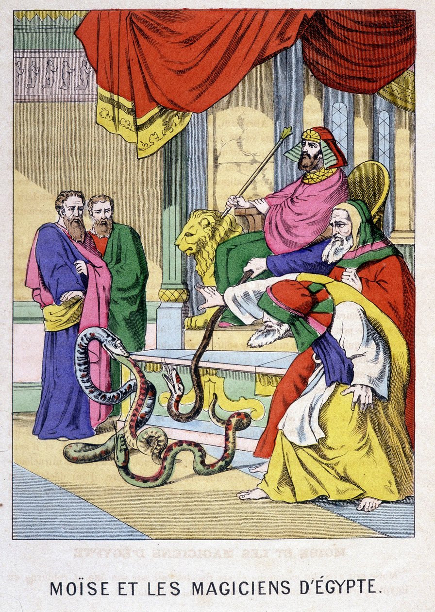 Moses and the magicians of Egypt - in "Life of Moses", ed. Olivier Pinot, Epinal, final do século XIX de French School