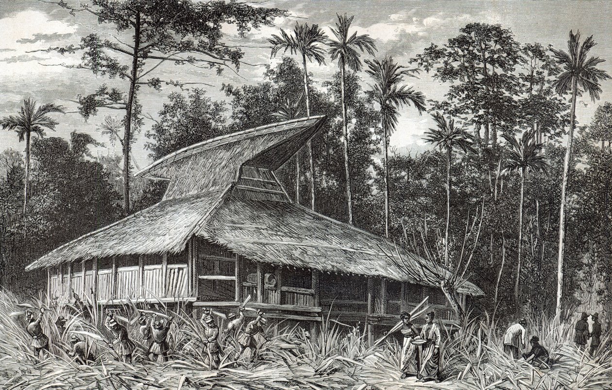 Mesquita em Dodinga, Nova Guiné, ilustração da revista The World Tour, 1879 de French School