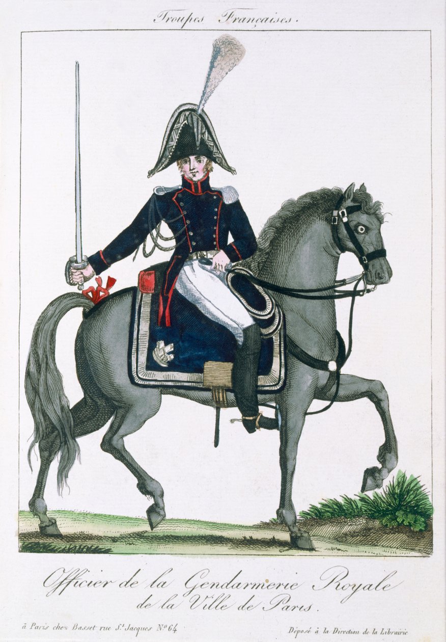 Oficial Montado da Gendarmaria Real de Paris, c.1790 de French School