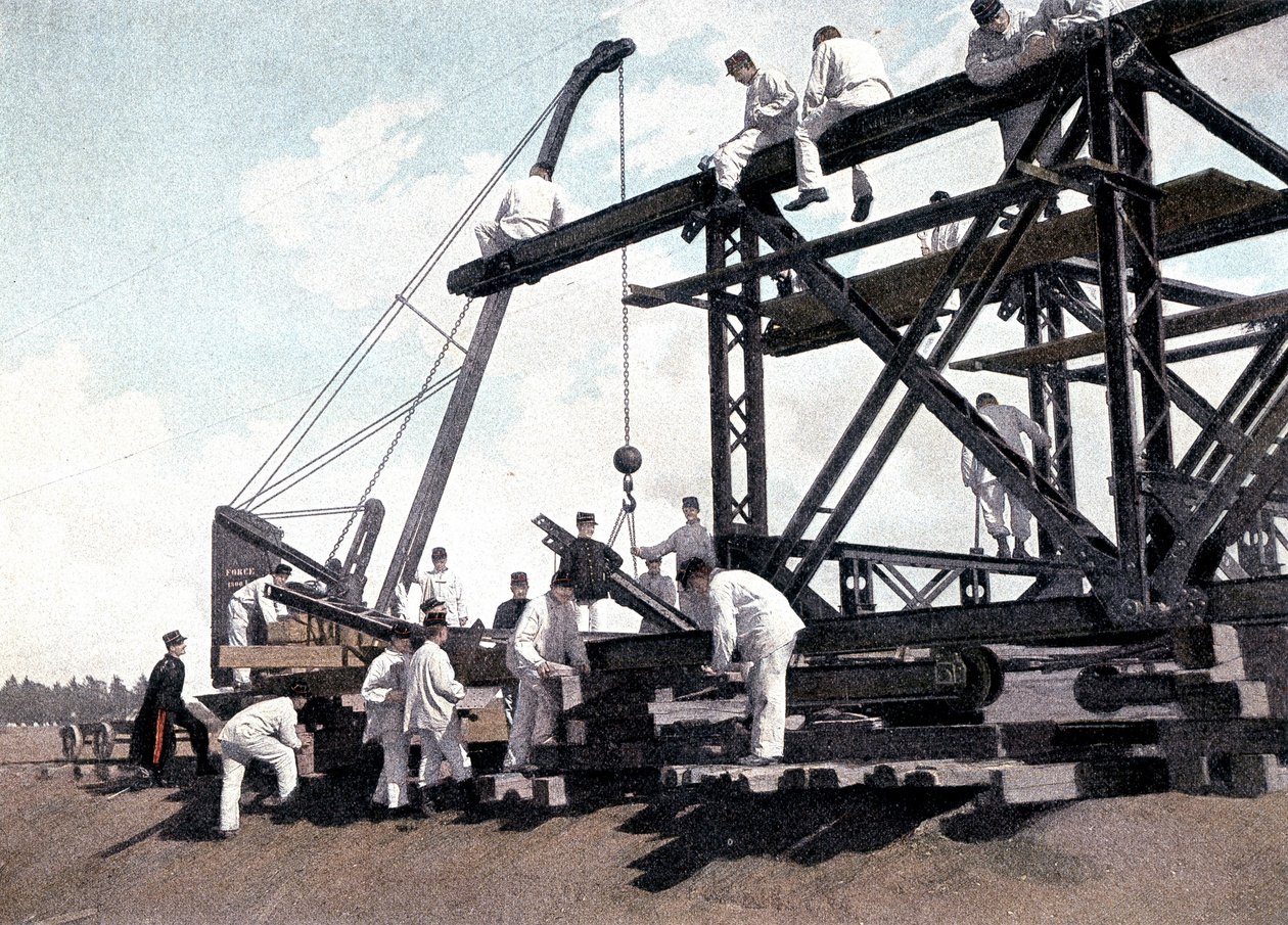 Montando uma ponte ferroviária - em "Álbum Militar" - Genie de French School