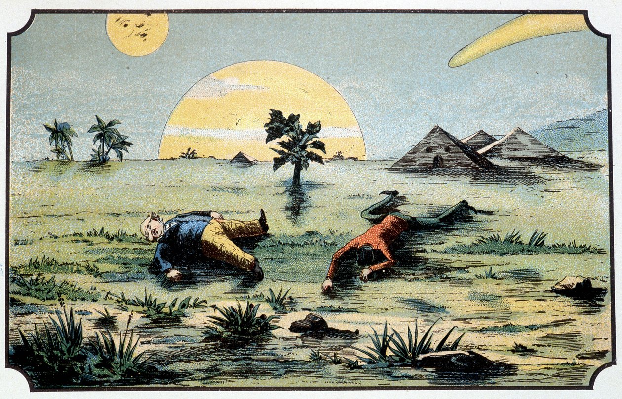 Mr. Baboulifiche e Papavoine caem de volta à terra - em "Journey in the Moon" (Viagem na Lua) de French School