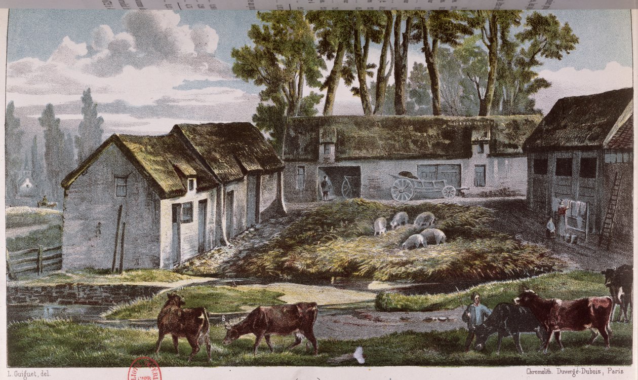 Sr. Vandercolmes fazenda em Armbouts-Cappel (Nord) antes da melhoria do estrume, 1867 de French School