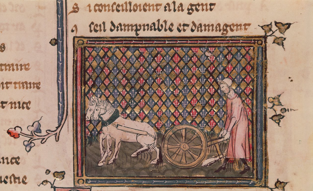 Ms.1044 f.21v O homem é obrigado a trabalhar para viver, de Ovide Moralise escrito por Chretien Legouais de French School