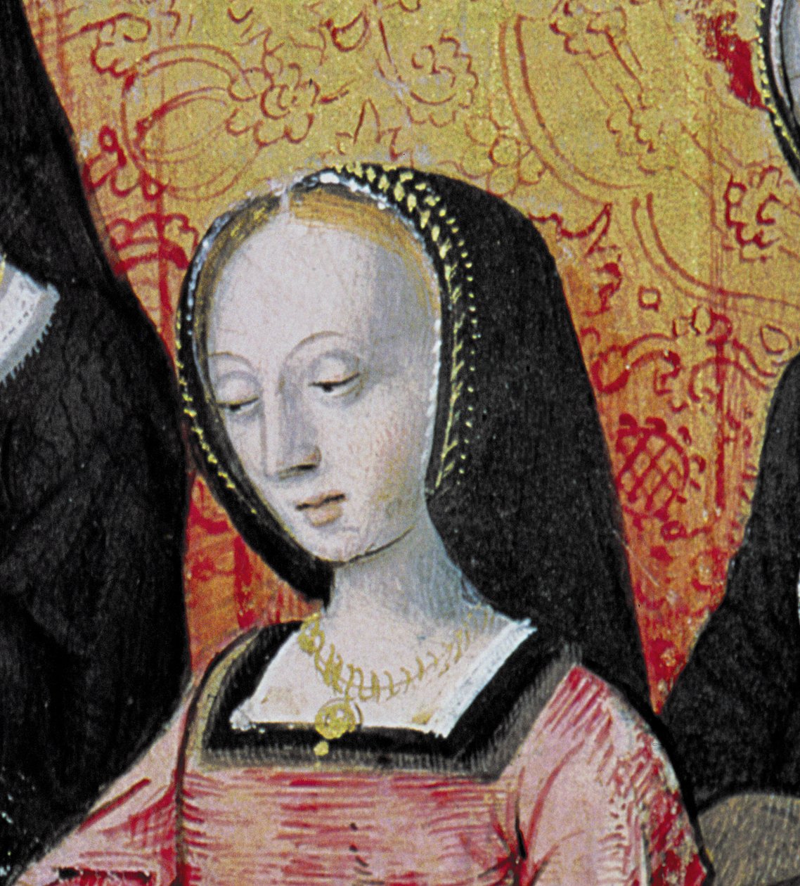 Ms.17 fol.1 O autor que oferece seu livro a Ana da Bretanha (1477-1514) de Vie des Femmes Celebres, c.1505 (detalhe de 153785) de French School