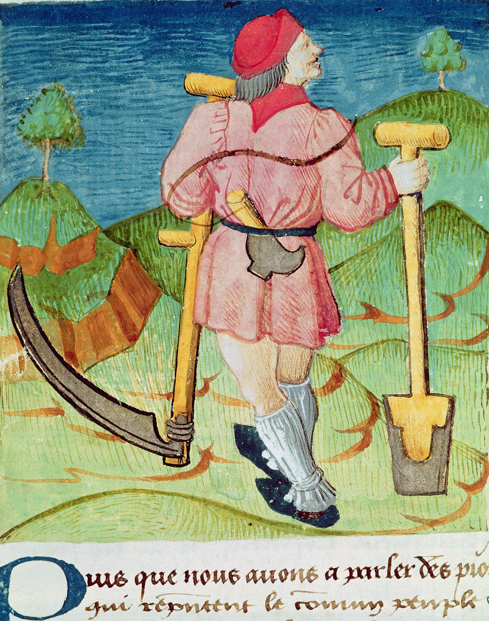 Ms.3066 fol.39v O trabalhador, do livro dos fracassos morais, por Jacques de Cessoles de French School