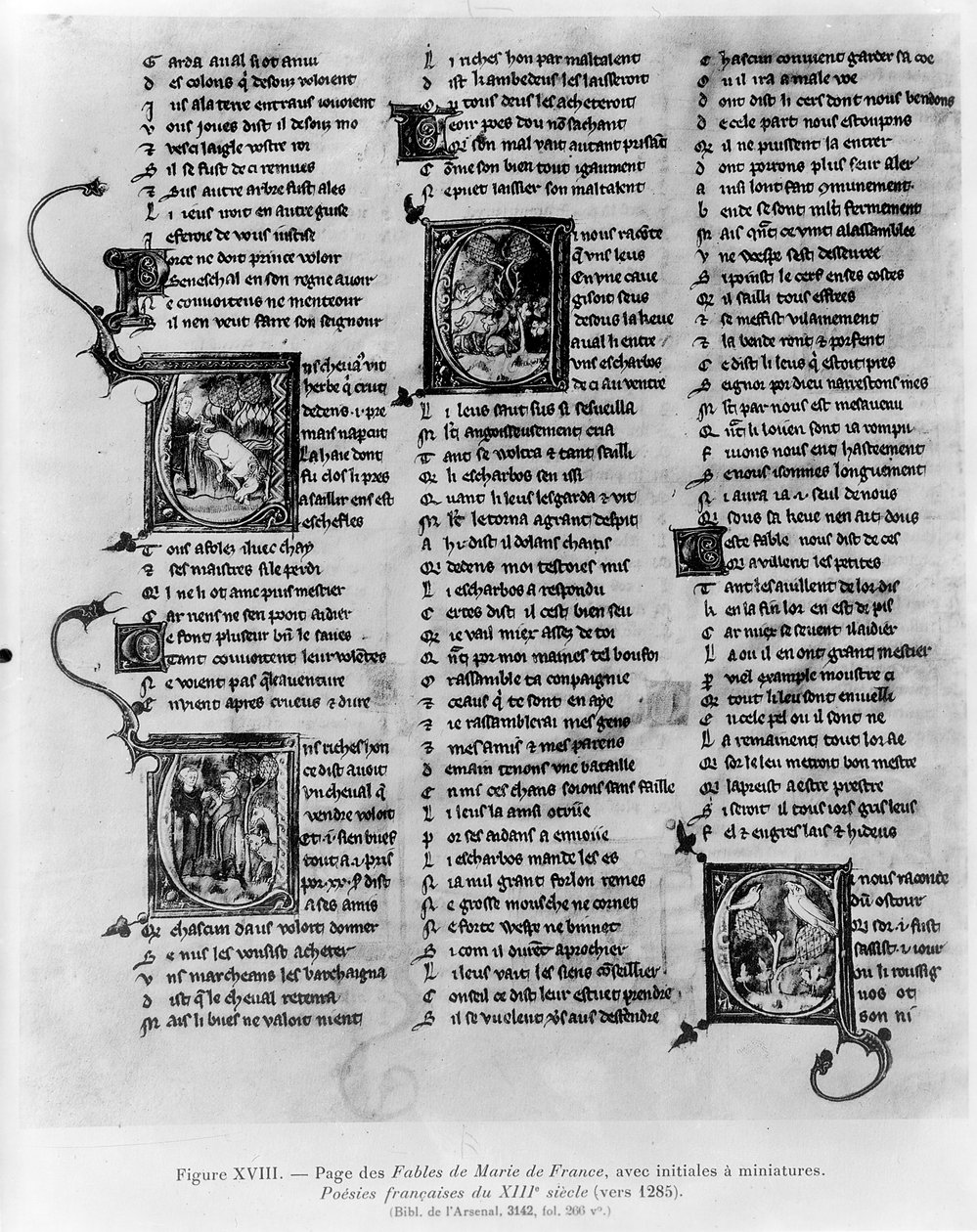 Ms.3142 fol.266 Fábulas de Marie de France (século XVII), de uma antologia de poemas franceses, c.1280-90 de French School