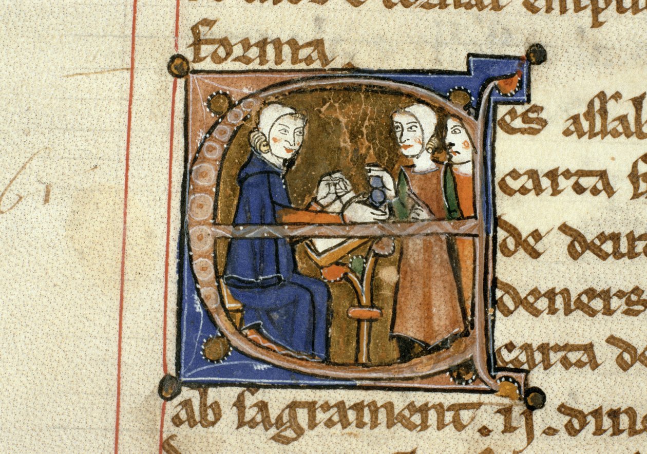 Ms.41 f.82v Pagando impostos, do Livre Juratiore dAgen de French School