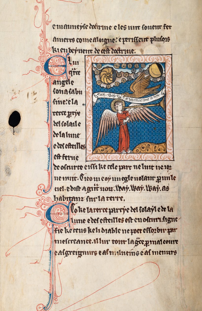 Ms65 f29v, Comentário sobre o Apocalipse de São João, final do século 13 (caneta e tinta e têmpera sobre velino) de French School