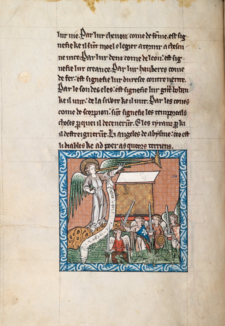 Ms65 f31v, Comentário sobre o Apocalipse de São João, final do século 13 (caneta e tinta e têmpera sobre velino) de French School