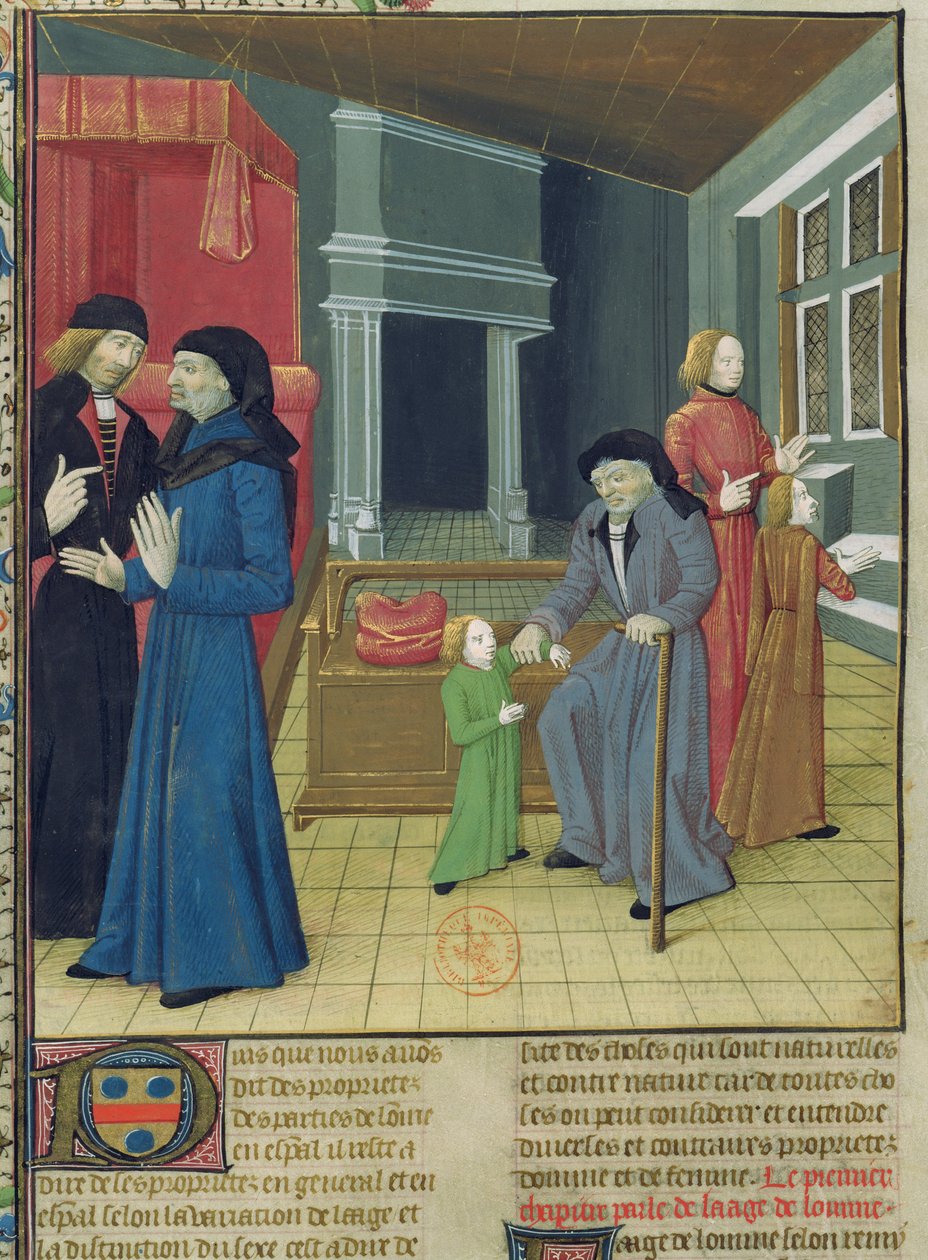 Ms.Fr.9140 fol.102v. As seis eras do homem do livro das coisas da propriedade by Barthelemy lEnglish de French School