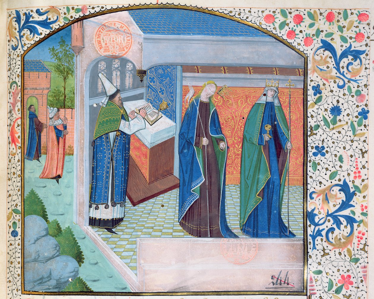 Ms 0338 f.1 A Igreja e a Sinagoga, c.1465-70 de French School