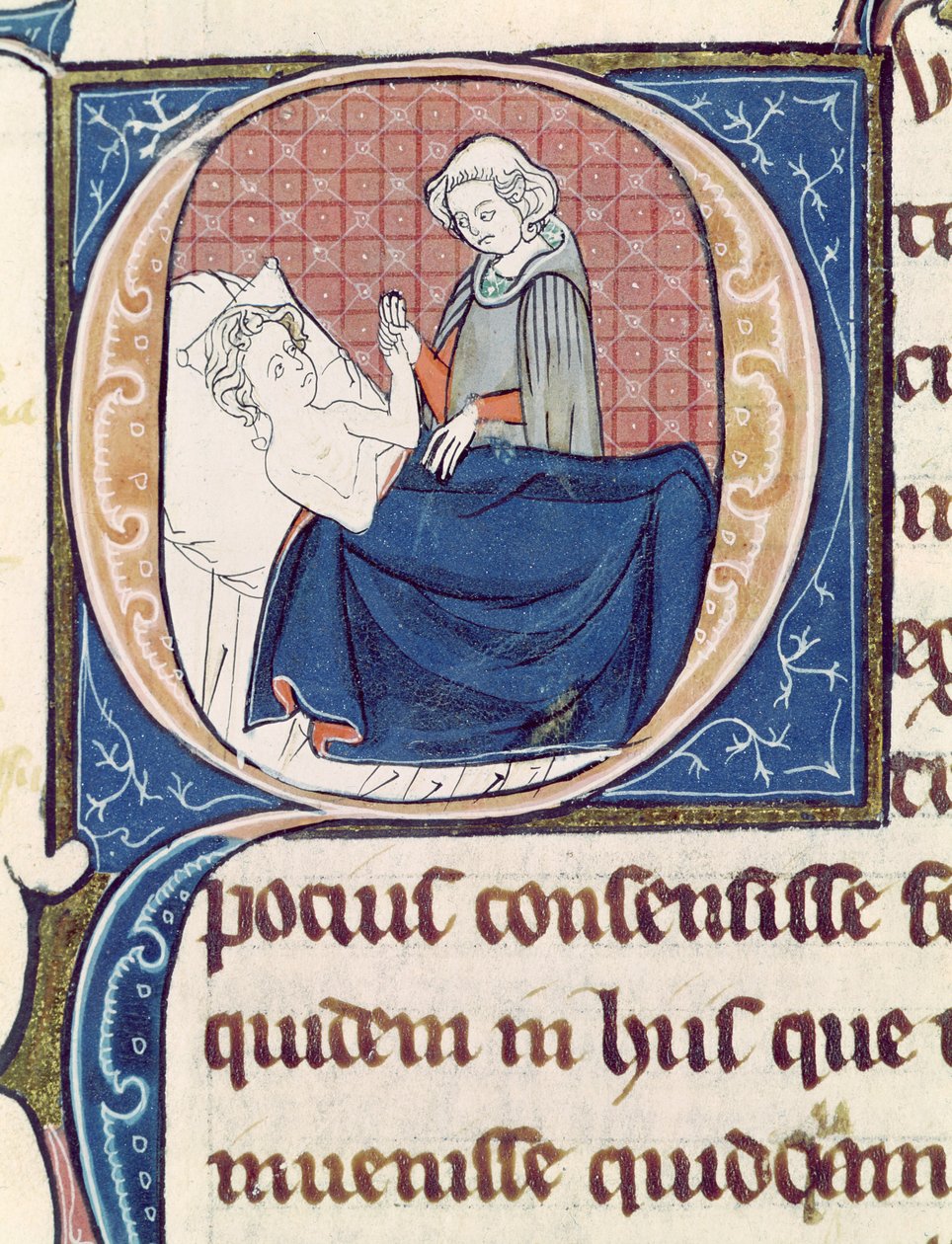 Ms 1003 f.185v análise de um paciente, a partir de fora por uvres Galen Galen (c.130-c.201) de French School