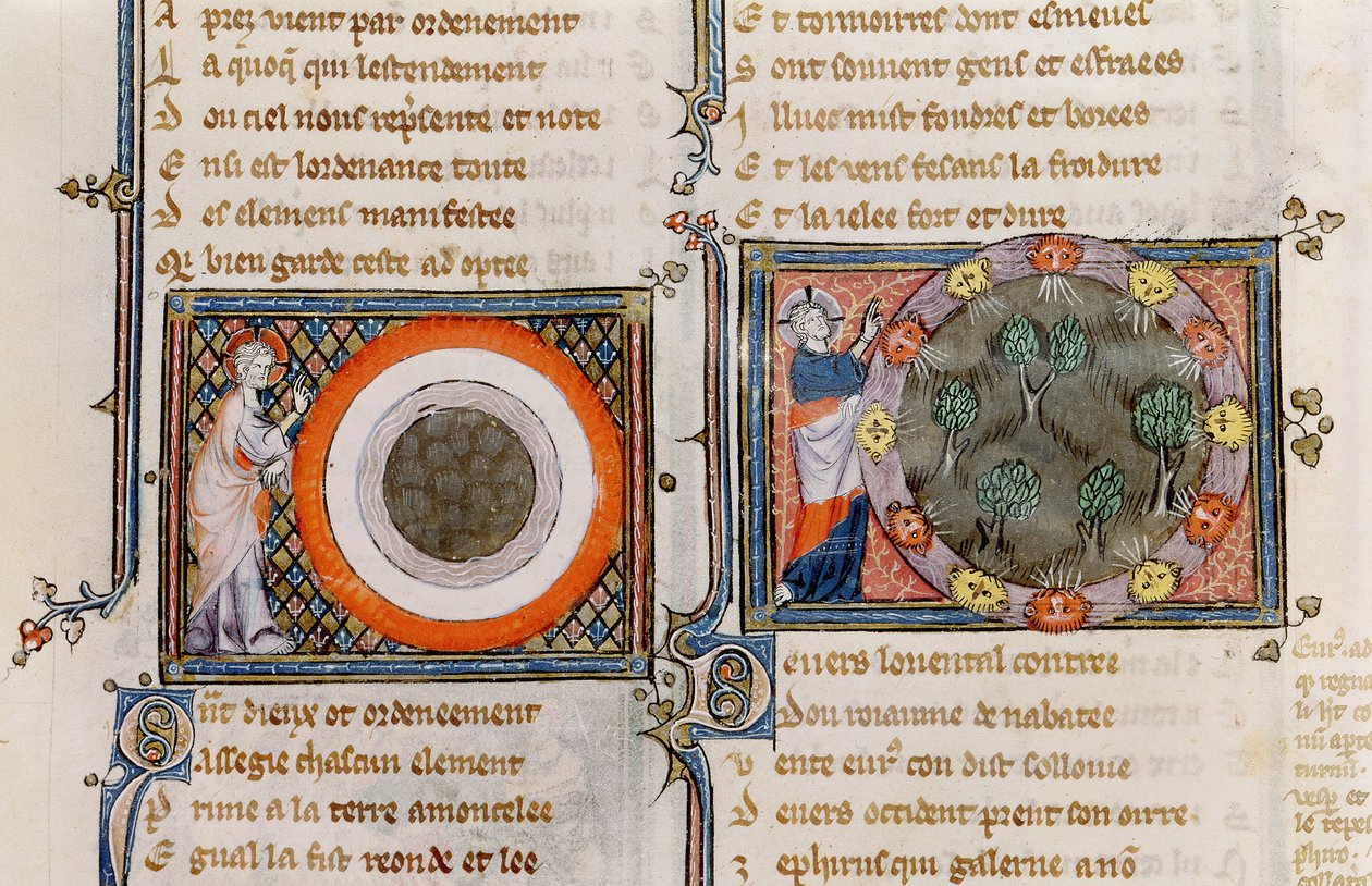 Ms 1044 fol.17v A Criação, de Ovide Moralise escrito por Chretien Legouais de French School