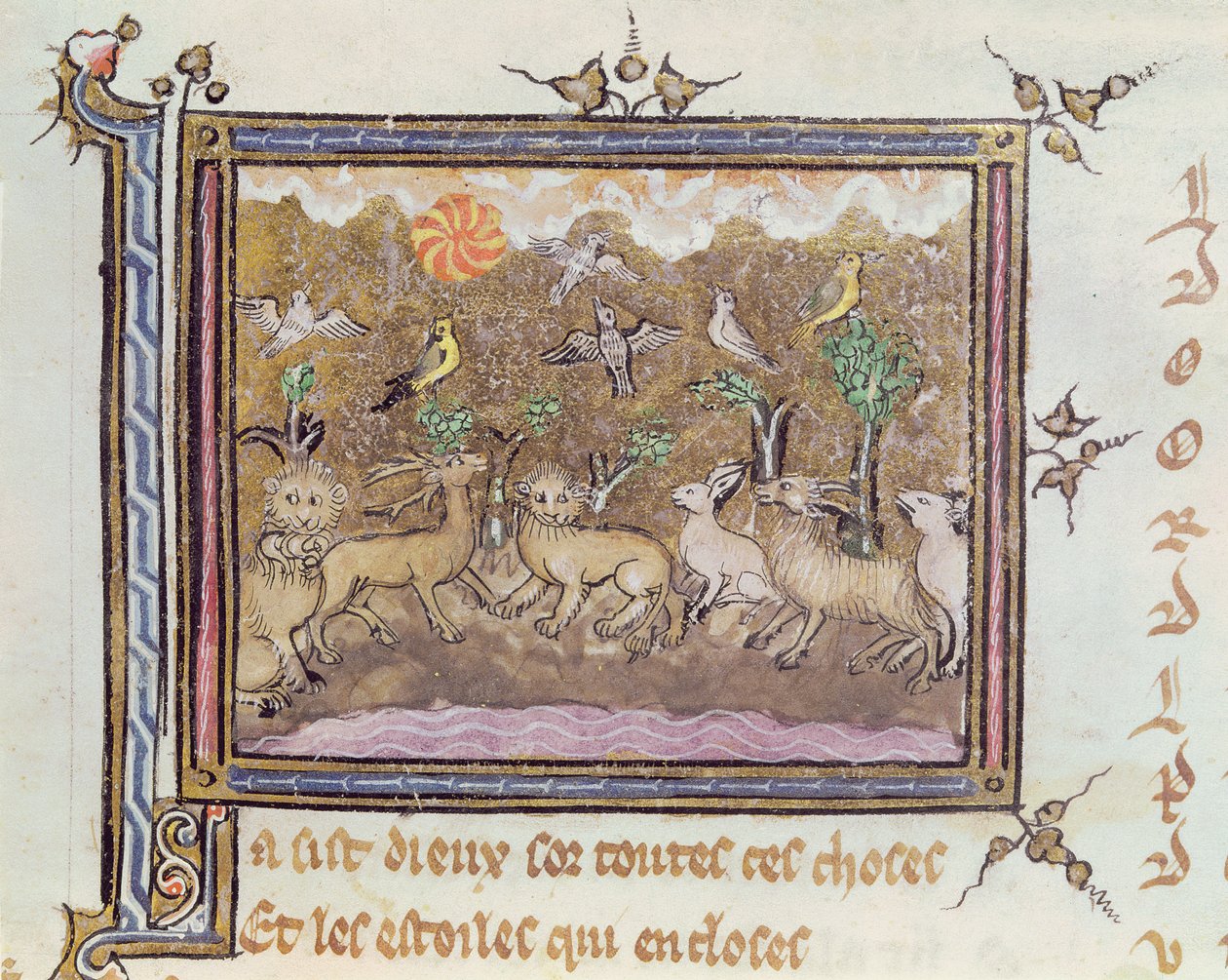 Ms 1044 fol.18 A Criação dos Animais, de Ovide Moralise escrito por Chretien Legouais de French School