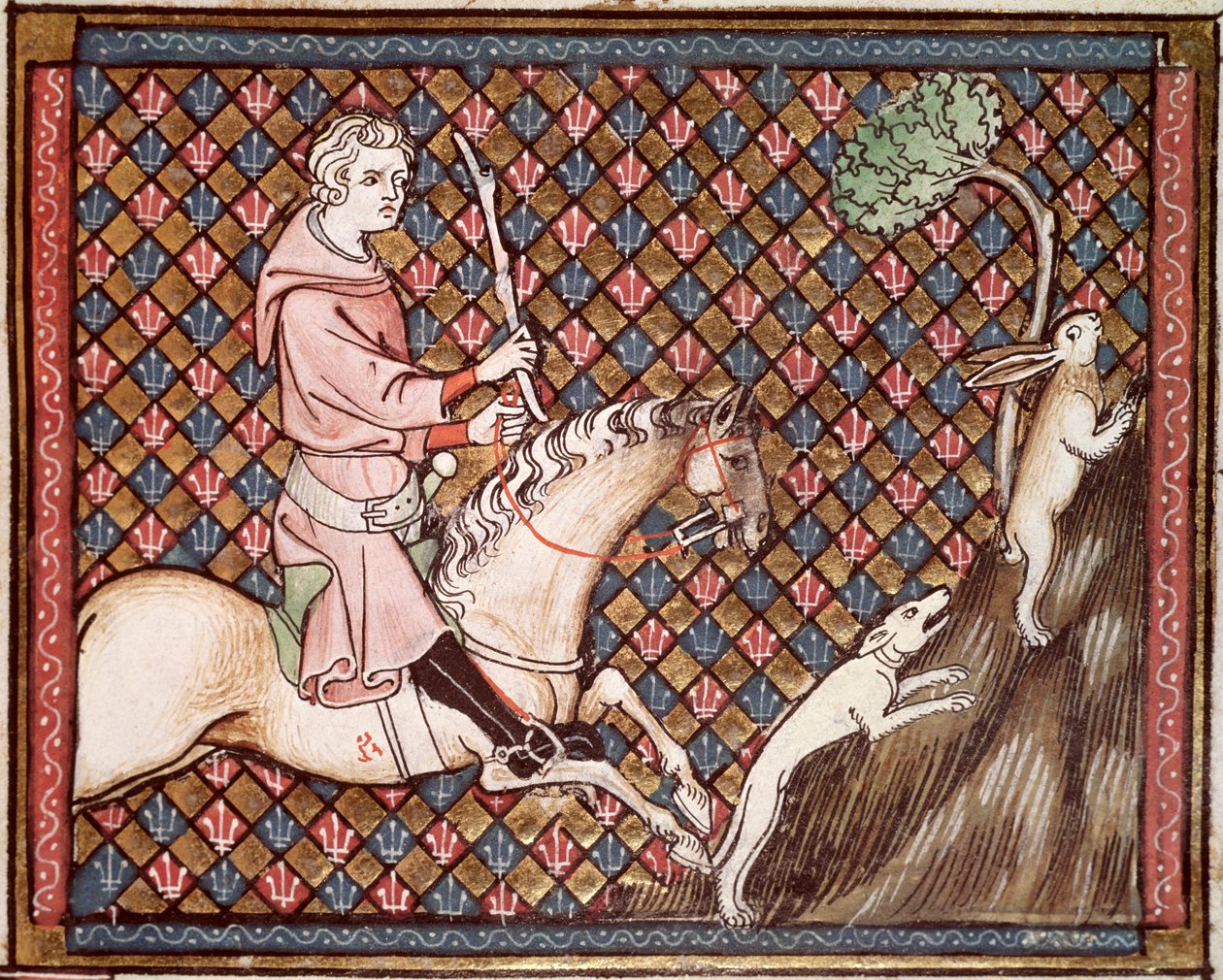 Ms 1044 fol.76 Hunting Hares, de Ovide Moralise escrito por Chretien Legouais de French School