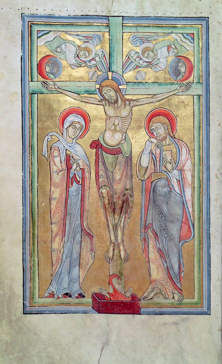 Crucificação da Senhora 108 f.58v, do Sacramentary de St. Amand de French School