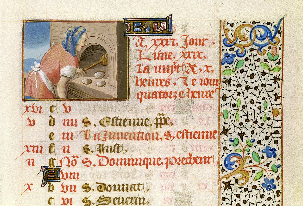 Ms 134 agosto: Baking Bread, a partir de um livro de horas de French School