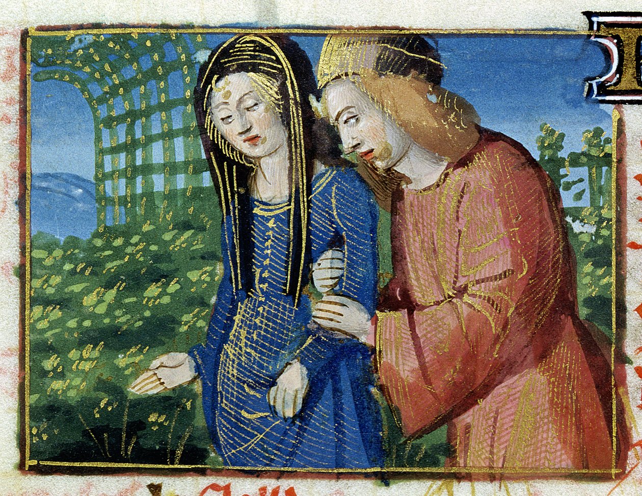 Ms 134 maio: casal de cortejo, a partir de um livro de horas de French School