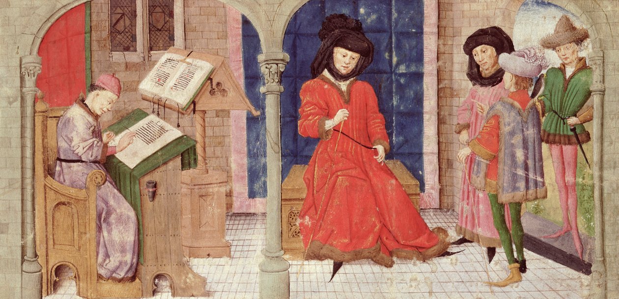 Ms 149 t.1 fol.1 O escriba, da história dos nobres príncipes de Hainaut, por Jacques de Guise de French School