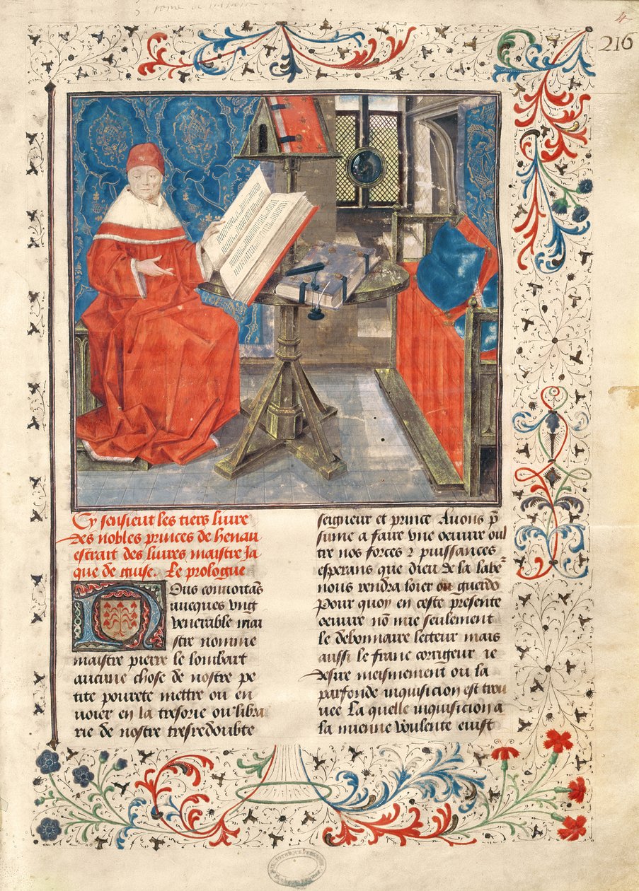 Ms 149 t.1 fol.4 Retrato do autor, da História dos Príncipes Nobres de Hainaut, de Jacques de Guise de French School