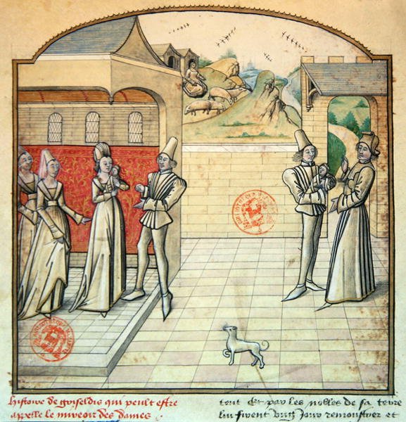 1560 Griseldis e seu marido, o Marquês de Saluces, ilustração de 