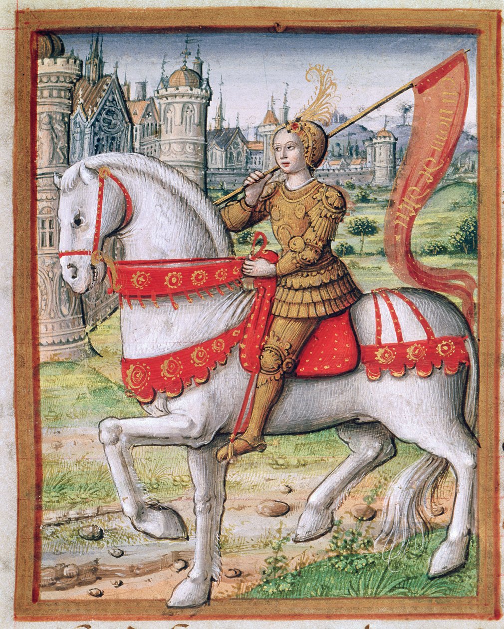 Ms 17 f.76 Joana d&39;Arc de "Life of Celebrities", c.1505 de French School