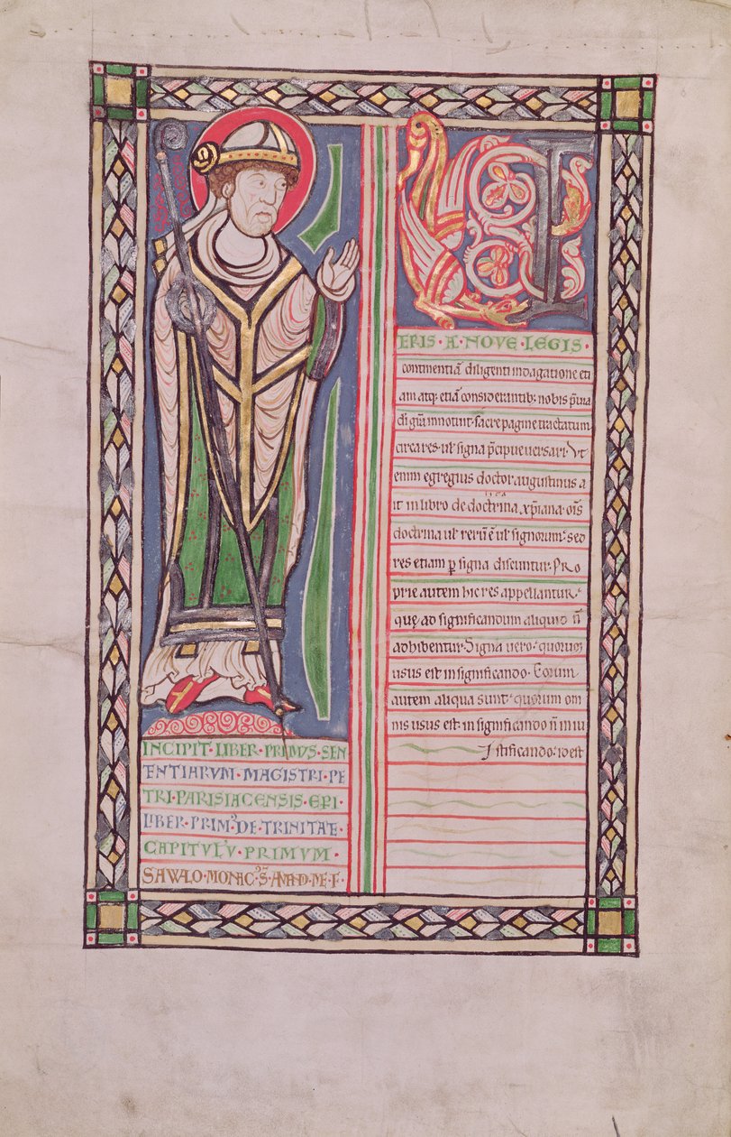MS 186 fol.2v Pierre Lombard bispo de Paris, a partir do livro de quatro hipóteses (Livro de Sentenças), c.1160 de French School
