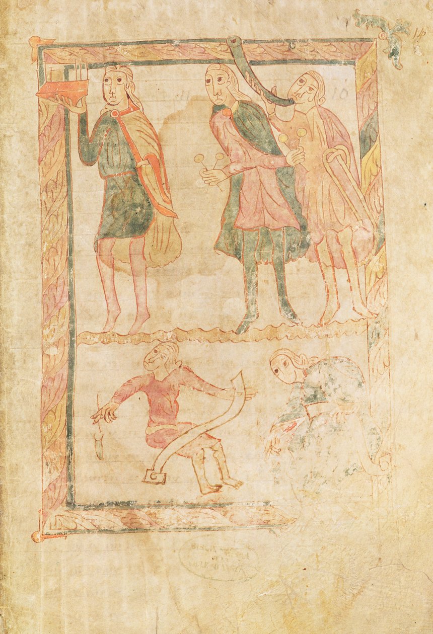 Ms 18 fol.14 Os Acólitos de David, de um saltério de French School