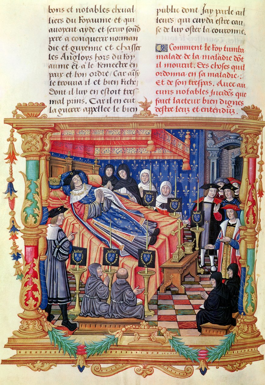 Ms 18 fol.208v A morte de Louis XI (1461-83), das Memórias de Philippe de Commines, 1489-98 de French School