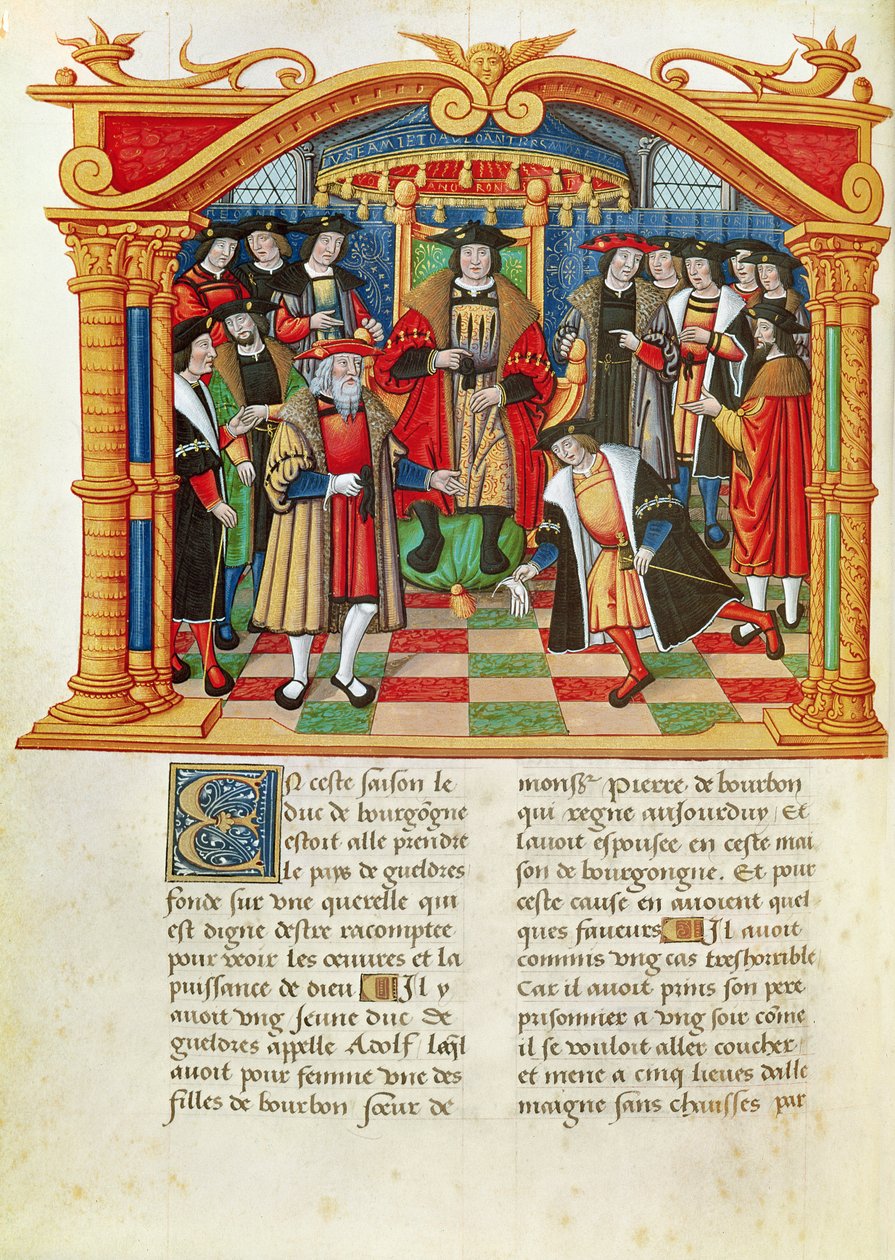 Ms 18 fol.99v Adolphe de Gueldres, das Memórias de Philippe of Commines (1445-1509) de French School