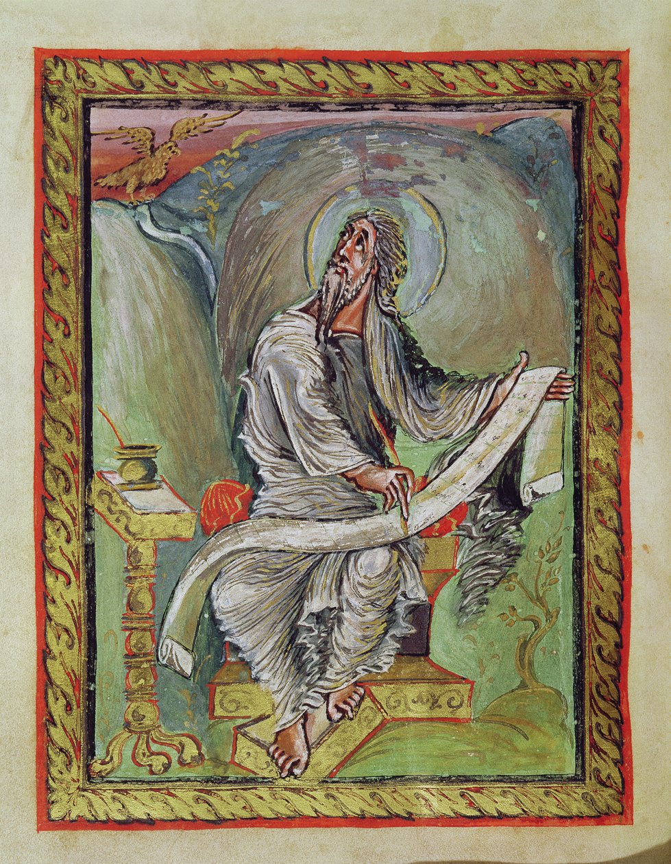 Ms 1 fol.135v São João Evangelista, dos Evangelhos Ebbo, c.816-835 de French School