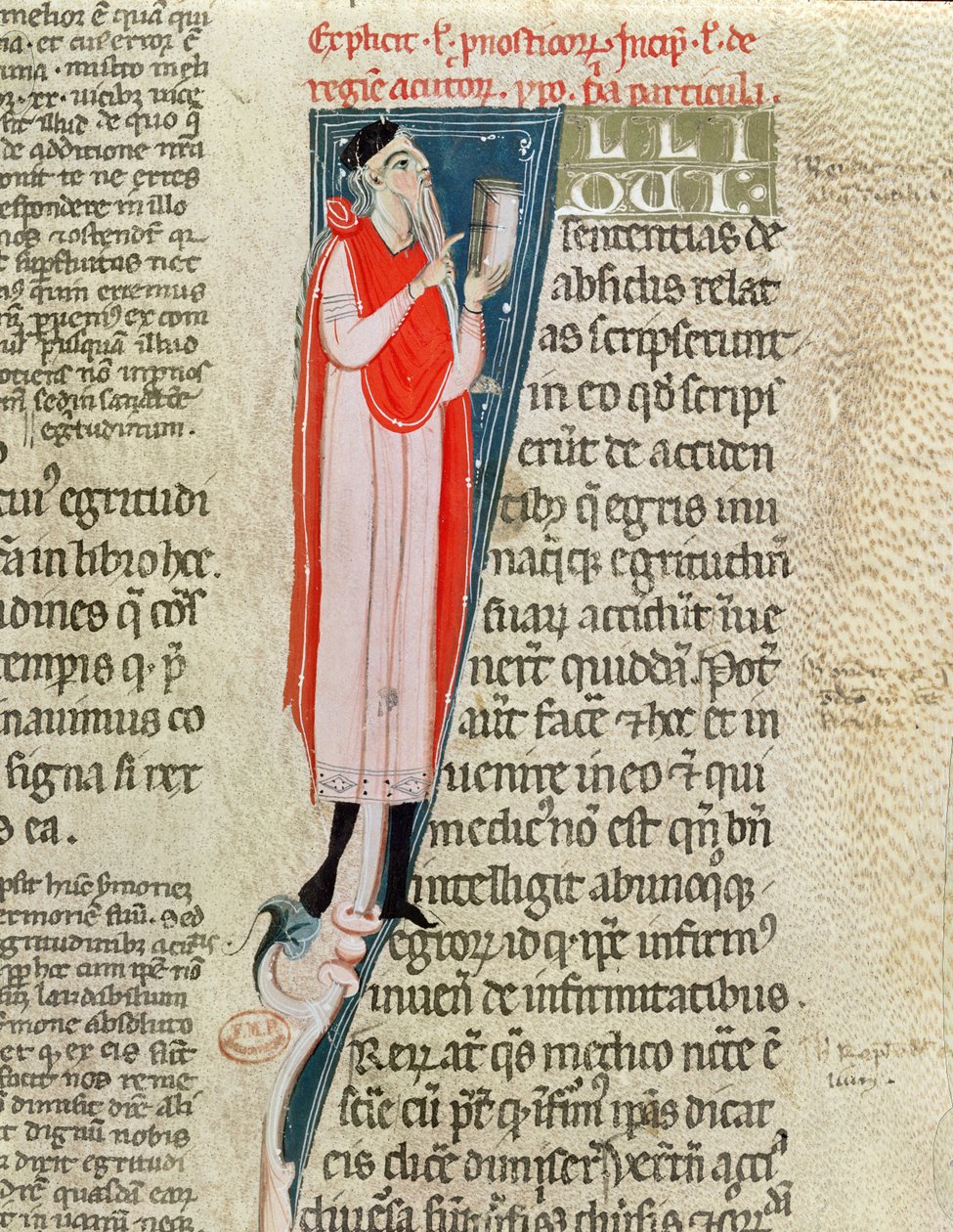 Ms 2046 Um doutor ensinando, de Aforismos por Hipócrates (c.460-c.377 aC) com um comentário de Cláudio Galeno (c.130-c.201) de French School