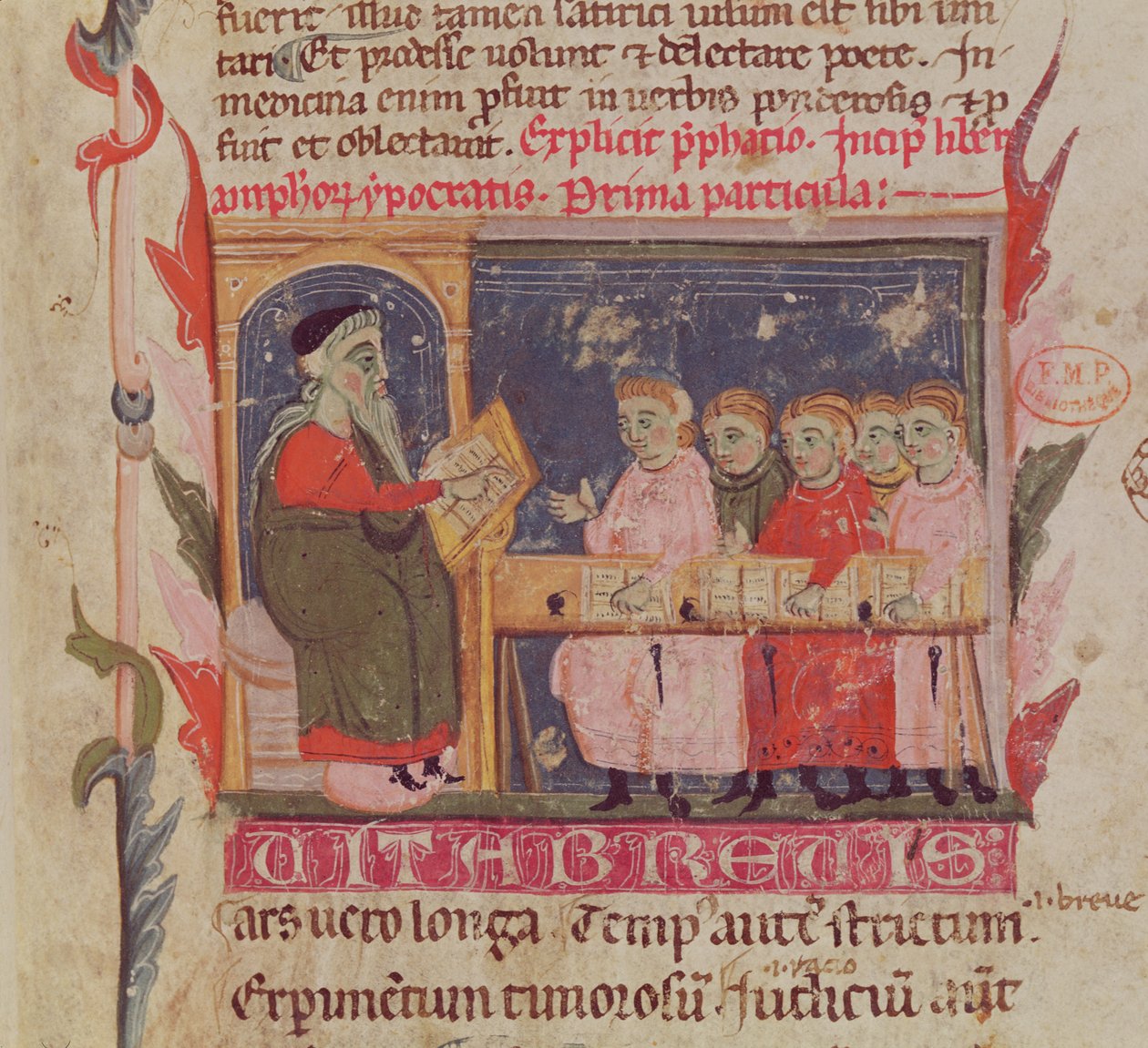 Ms. 2046 fol. 1 Cena de instrução, detalhe da primeira página de 