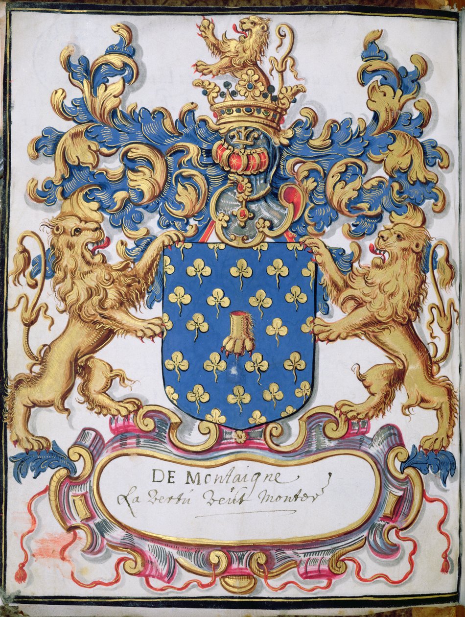 Ms 2151, fol.lv Brasão de armas de Michel Eyquem de Montaigne (1533-92) de French School