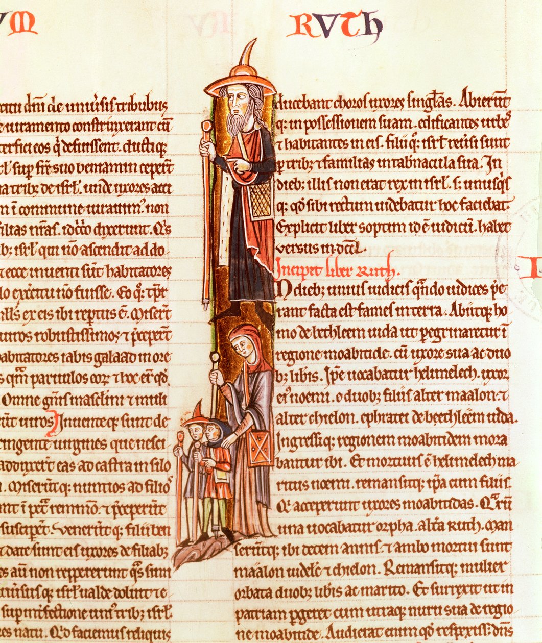 Ms 21 fol.97 Ruth e Boaz, de uma Bíblia de French School