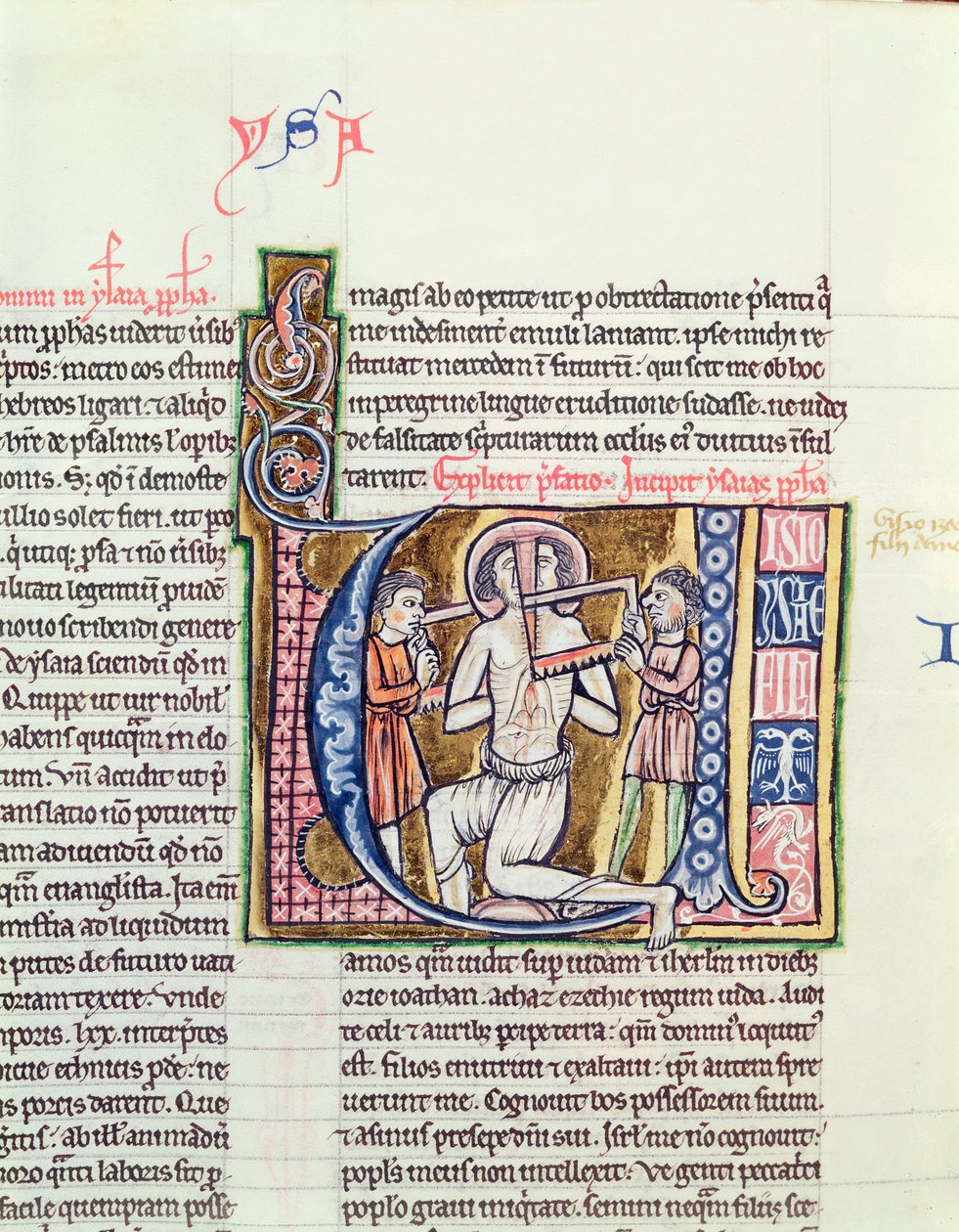 Ms 21 fol.98v O Martírio de Isaías, de uma Bíblia de French School