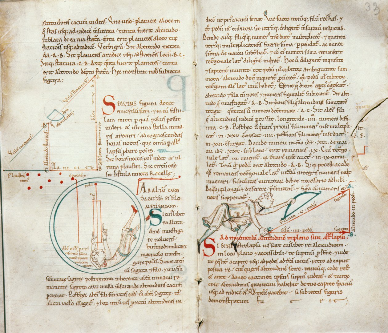 Ms 235 f.32 & 33 Geometry, de um Traite dAstronomie de French School